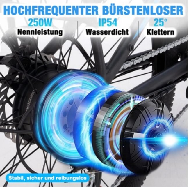 26 Zoll E Bike Herren/Damen, Elektrofahrrad, – Bild 3