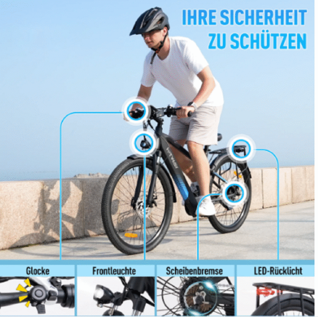 26 Zoll E Bike Herren/Damen, Elektrofahrrad, – Bild 8