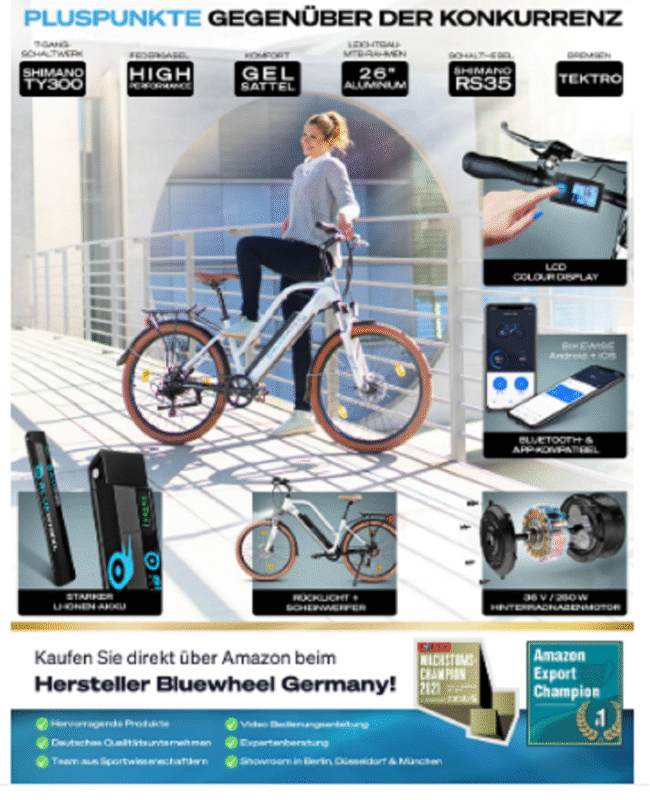 BLUEWHEEL 26" innovatives Damen E-Bike – Bild 5