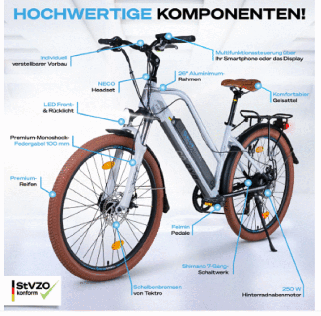 BLUEWHEEL 26" innovatives Damen E-Bike – Bild 6