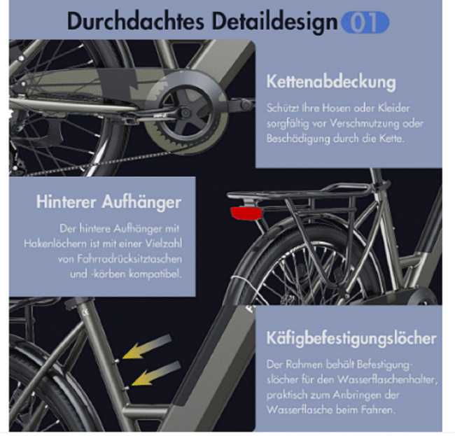 FAFREES F26 Pro 26'' Step-Through City E-Bike – Bild 14
