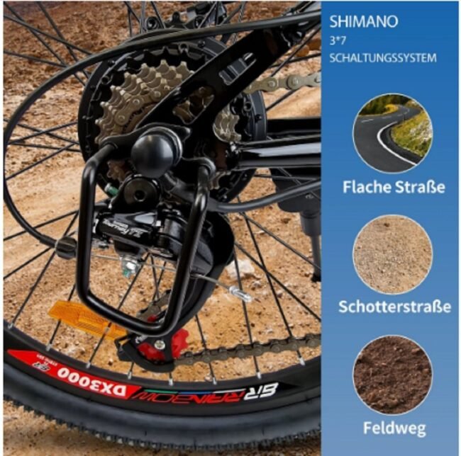 Myatu Elektrofahrrad 26 Zoll E-Bike für Damen Herren, – Bild 2