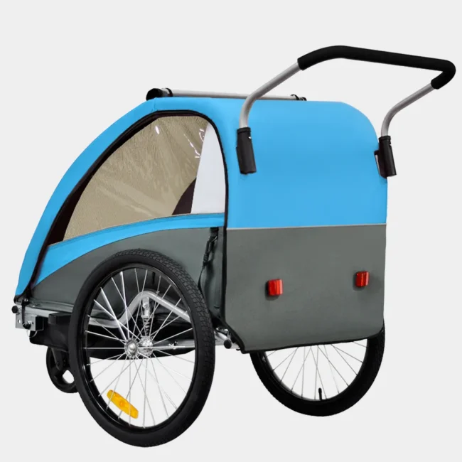 TIGGO VS 2 in 1 Kinderanhänger Jogger mit FederungFahrradanhänger Buggy für 1-2 Kinder 360° Drehbar (Blau) – Bild 4